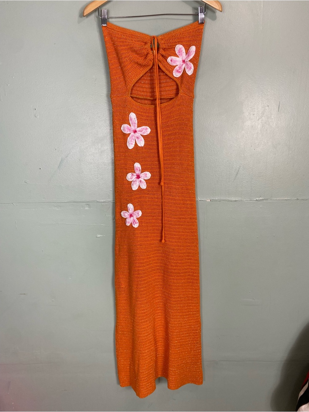 Anthropologie Capittana Pippa Cut Out Halter Maxi Dress XS Small Orange Floral - Picture 2 of 6